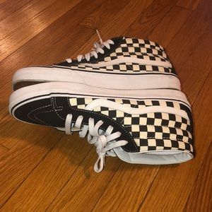 mid-top checked vans
